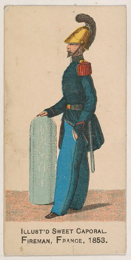 Fireman, France, 1853, from the Military Series (N224) issued by Kinney Tobacco Company to promote Sweet Caporal Cigarettes — Kinney Brothers Tobacco Company