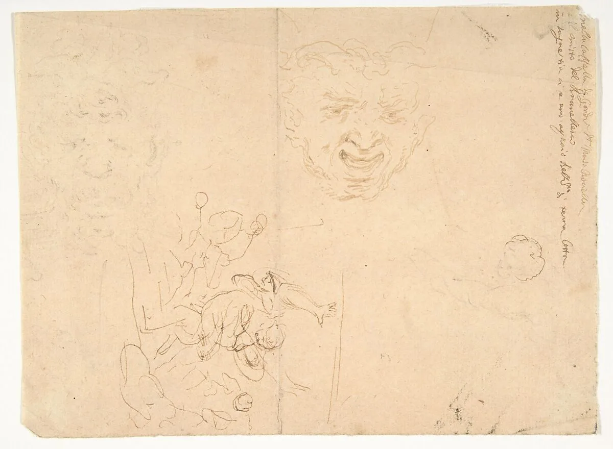 Head of a Satyr and Other Figure Studies — Stefano della Bella