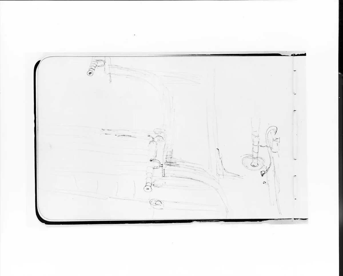 Sketches of Telescopes on a Ship's Deck (from Sketchbook) — Albert Bierstadt