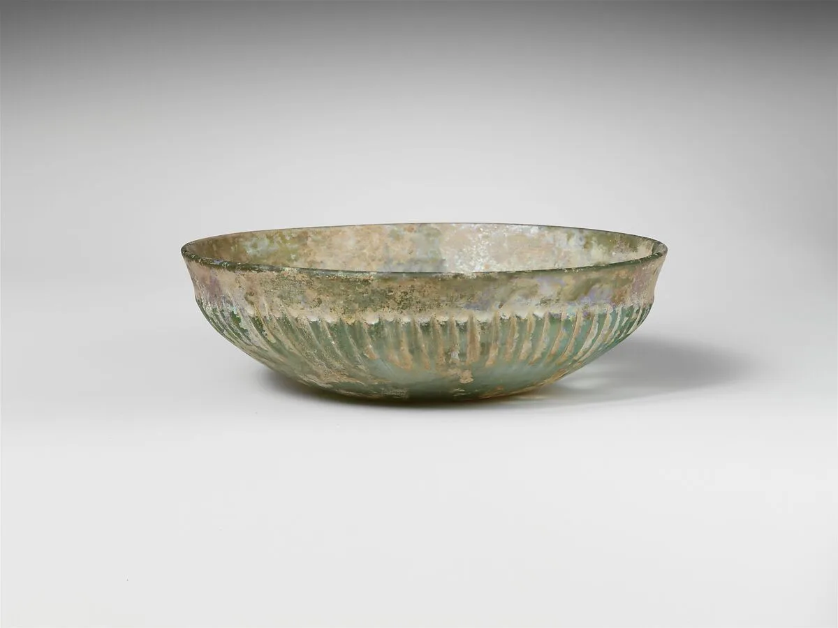 Glass ribbed bowl — Unknown