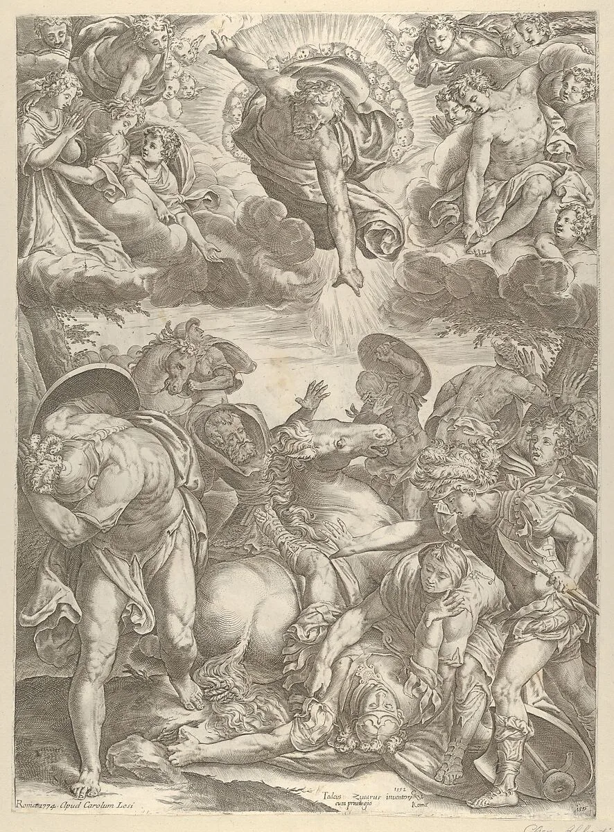 The Conversion of Saint Paul with God the Father and Angels above — Cherubino Alberti (Zaccaria Mattia)|Taddeo Zuccaro|Carlo Losi