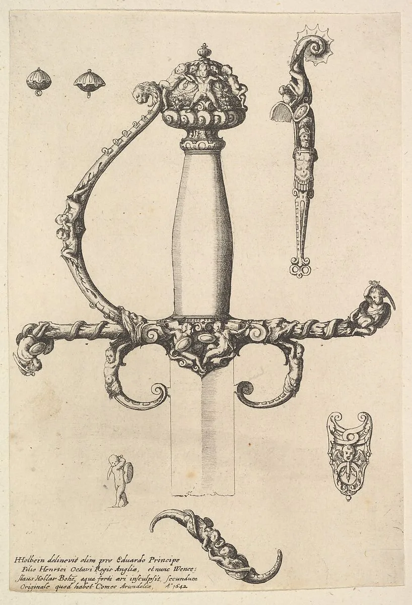 Ornamental sword hilt — Wenceslaus Hollar|Hans Holbein the Younger