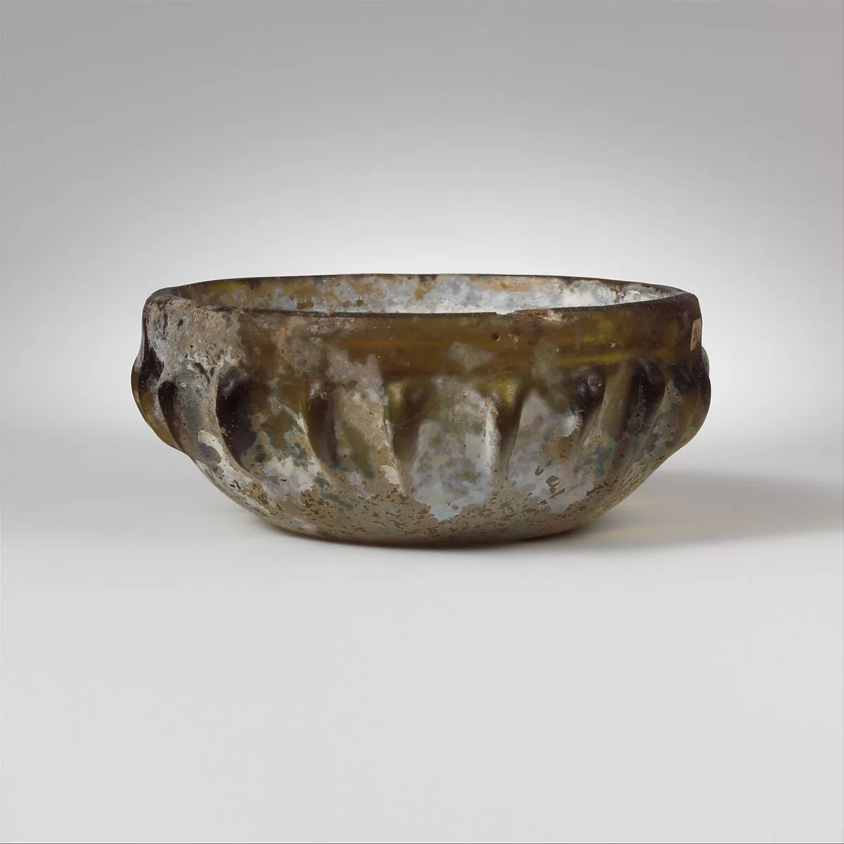 Glass ribbed bowl — Unknown