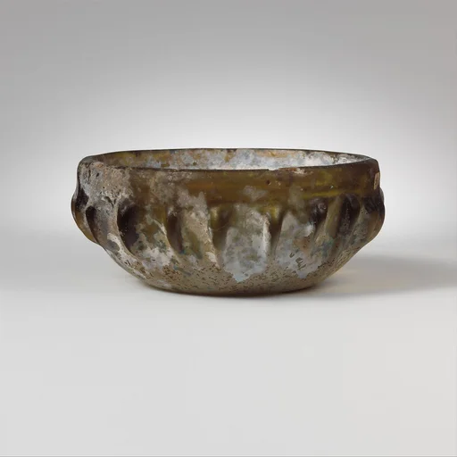 Glass ribbed bowl