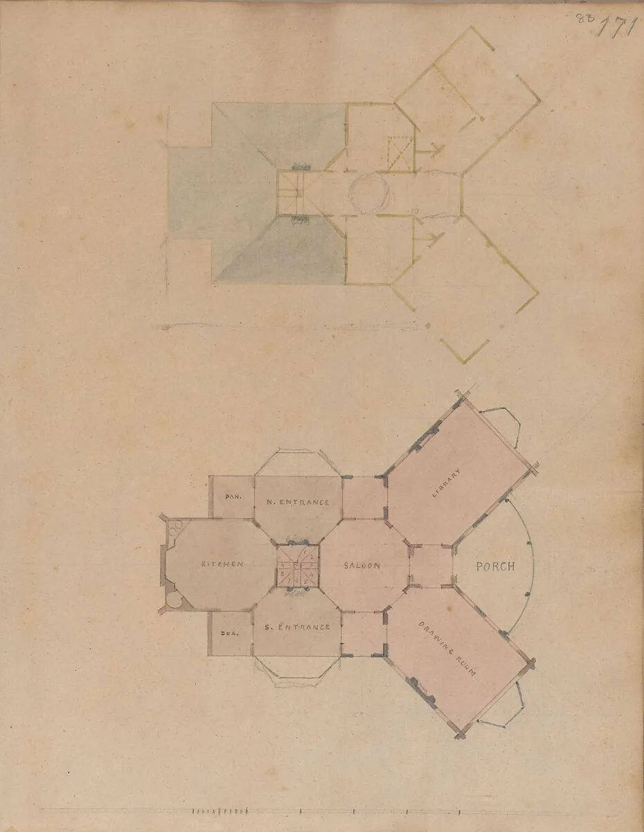 Two Plans for an Unidentified House — Alexander Jackson Davis