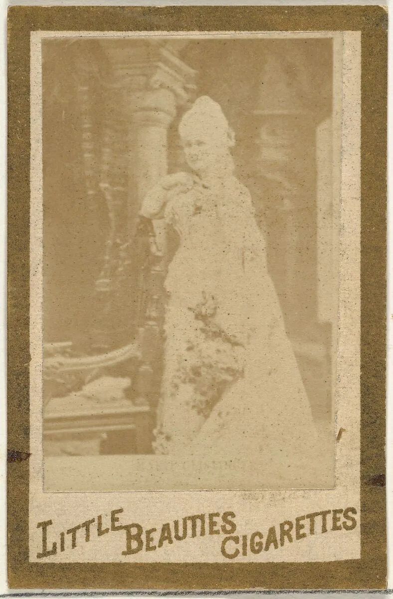 From the Actresses and Celebrities series (N60, Type 1) promoting Little Beauties Cigarettes for Allen & Ginter brand tobacco products — Allen & Ginter