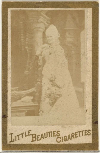 From the Actresses and Celebrities series (N60, Type 1) promoting Little Beauties Cigarettes for Allen & Ginter brand tobacco products