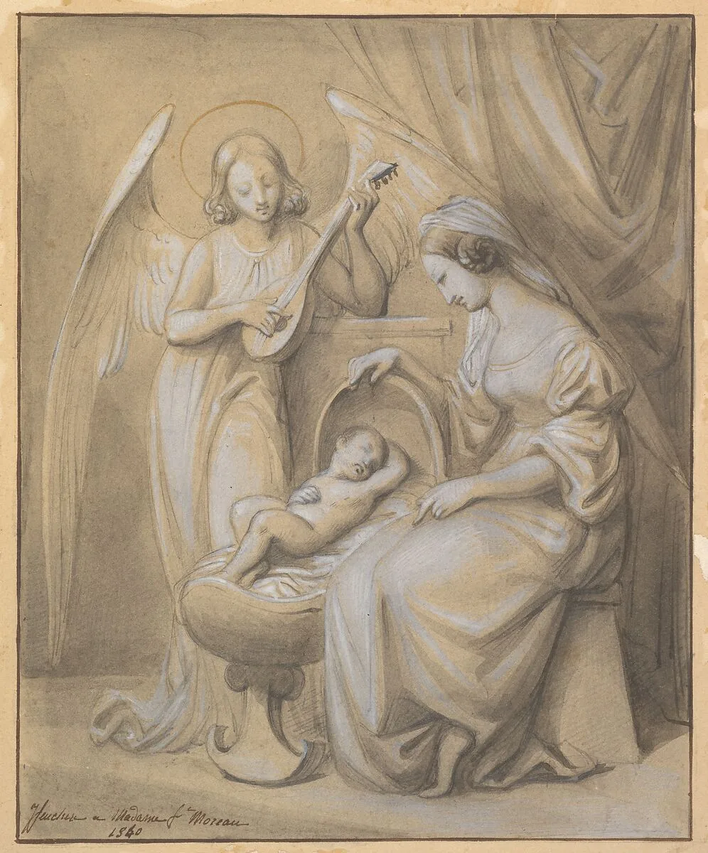 Virgin and Child Adored by a Lute-Playing Angel — Jean-Jacques Feuchère