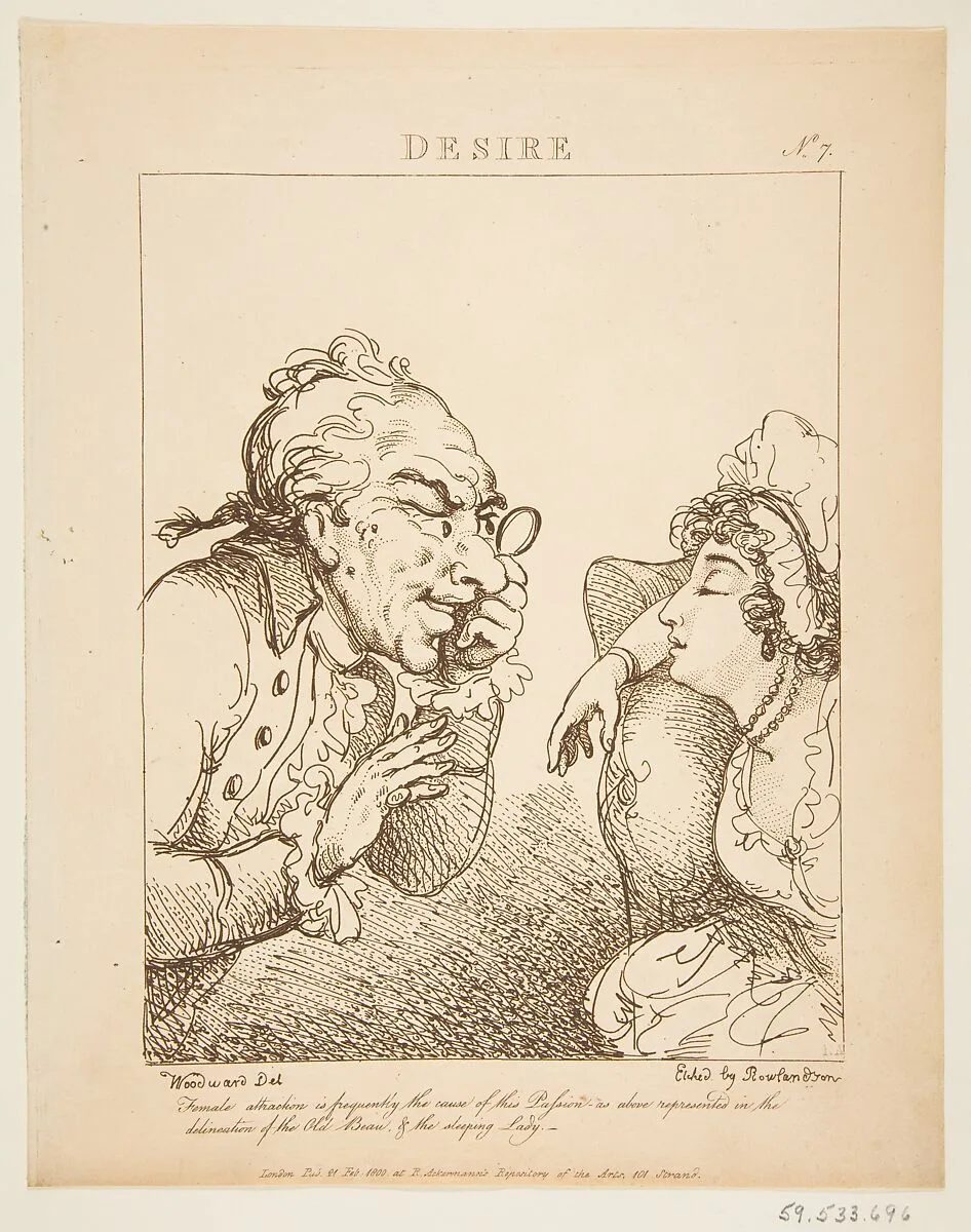 Desire (Le Brun Travested, or Caricatures of the Passions) — Thomas Rowlandson|Rudolph Ackermann, London|George Murgatroyd Woodward