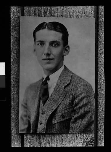 [Photograph of Joseph Verner Reed Attached to Wooden Façade]