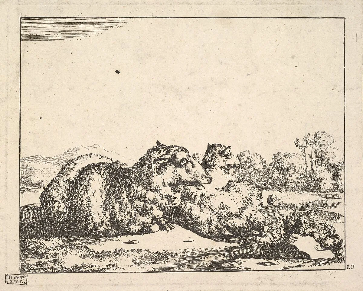 Sheep, from a set of 16 plates — Marcus de Bye