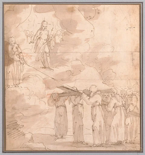 Members of a Monastic Order Carrying the Cross for Christ to Heaven
