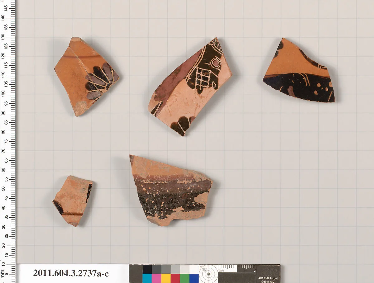 Terracotta fragments of a trefoil olpe (jug) — Gorgon Painter