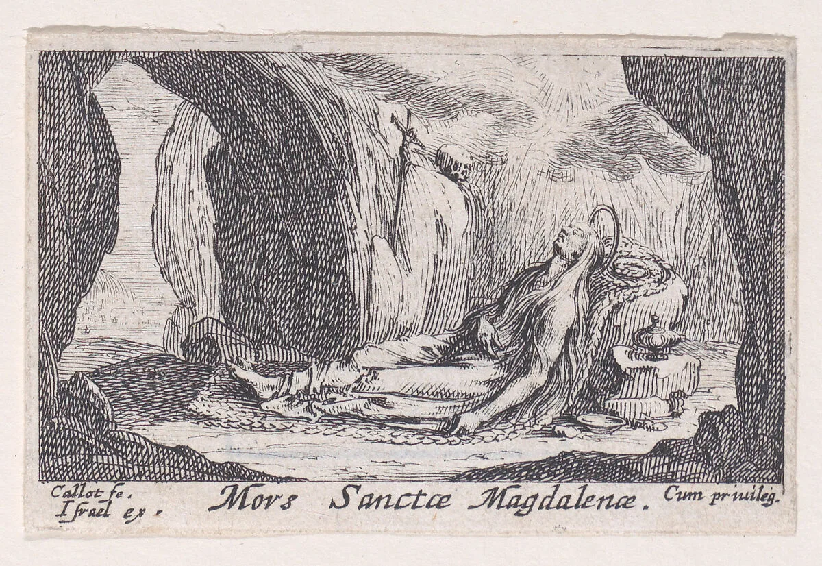 The Death of St. Mary Magdalen, from Les Pénitents et Pénitentes (The Penitents) — Jacques Callot|Israël Henriet
