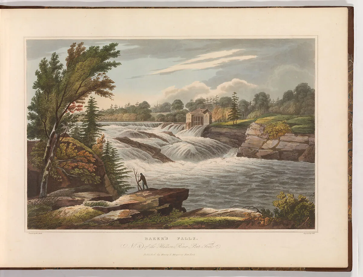 Baker's Falls (No. 8 of The Hudson River Portfolio) — John Hill|William Guy Wall|Henry J. Megarey