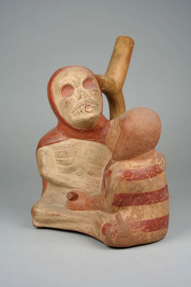 Stirrup Spout Bottle with Couple — Unknown