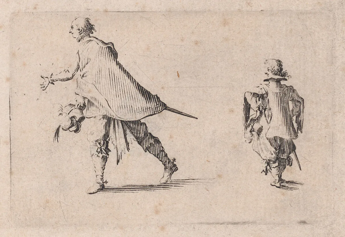 Un Gentilhomme et Son Page (A Gentleman and his Page), from Les Caprices Series B, The Nancy Set — Jacques Callot|Lorenzo de' Medici