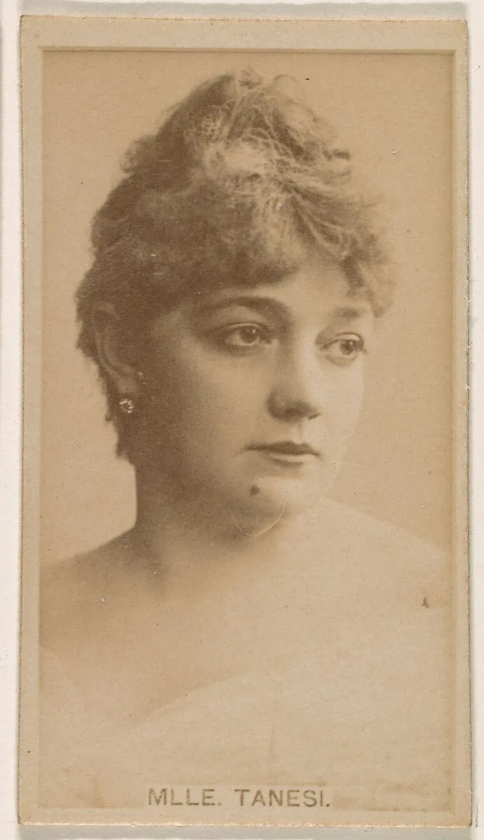 Mlle. Tanesi, from the Actresses series (N245) issued by Kinney Brothers to promote Sweet Caporal Cigarettes — Kinney Brothers Tobacco Company