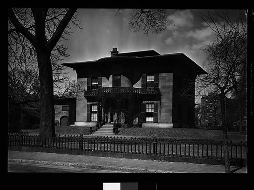 [Italianate Revival House with Ivy-Covered Cast-Iron Entry Porch]