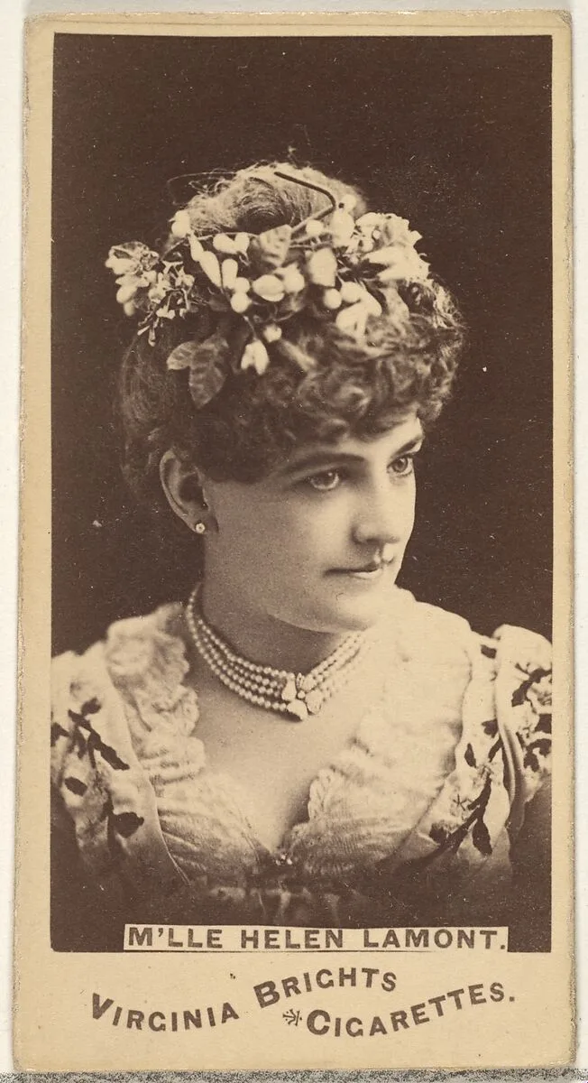 Mlle. Helen Lamont, from the Actors and Actresses series (N45, Type 1) for Virginia Brights Cigarettes — Allen & Ginter