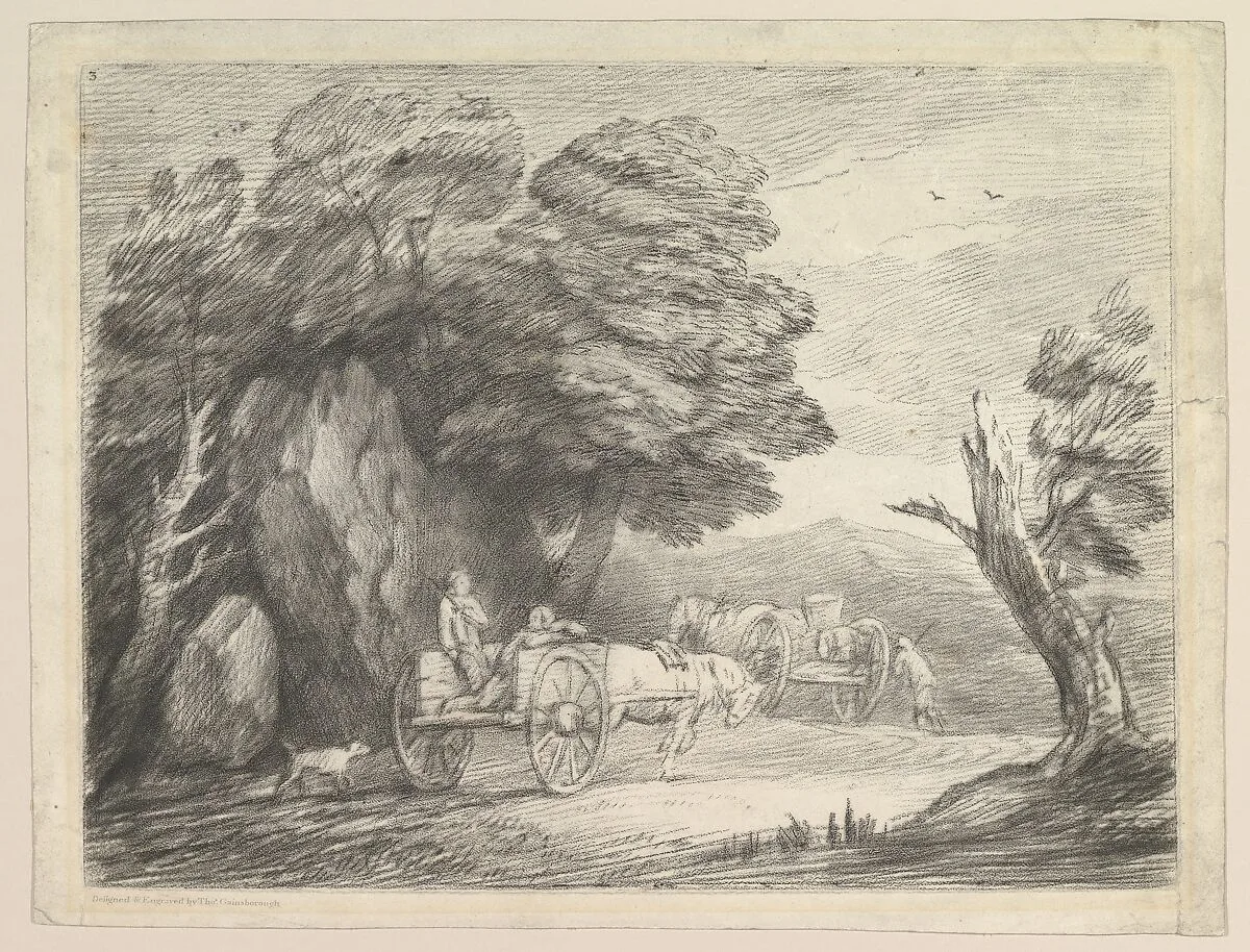 Wooded Landscape with Two Country Carts and Figures — Thomas Gainsborough|John & Josiah Boydell