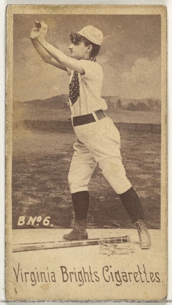 Card 6, from the Girl Baseball Players series (N48, Type 1) for Virginia Brights Cigarettes — Allen & Ginter