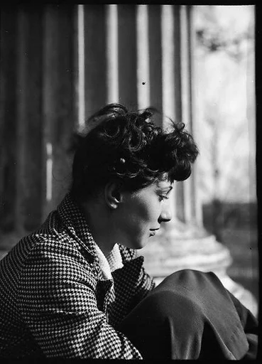 [Jane Ninas on the Balcony of Belle Grove Plantation, White Castle, Louisiana]