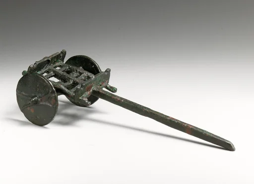 Bronze model of a cart with farmyard group