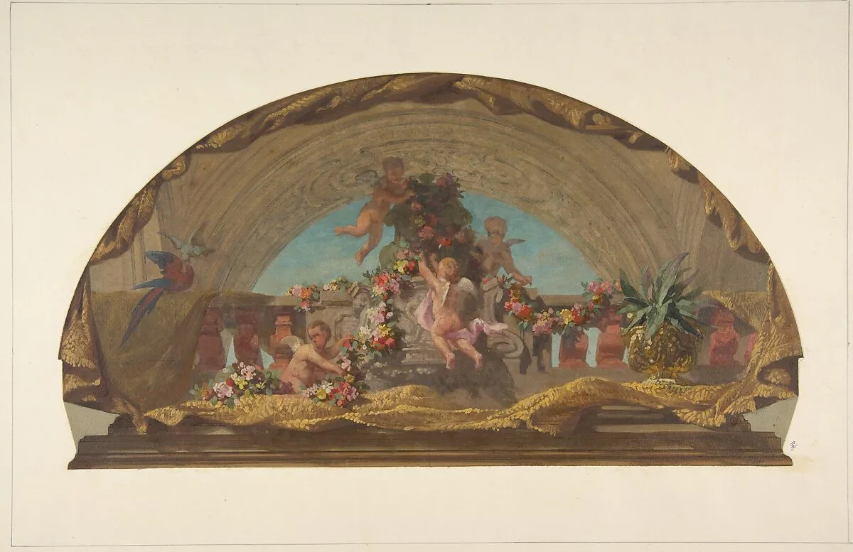 Design for the Decoration of a Lunette on the Staircase, Hôtel de Pless, Berlin — Jules-Edmond-Charles Lachaise|Eugène-Pierre Gourdet