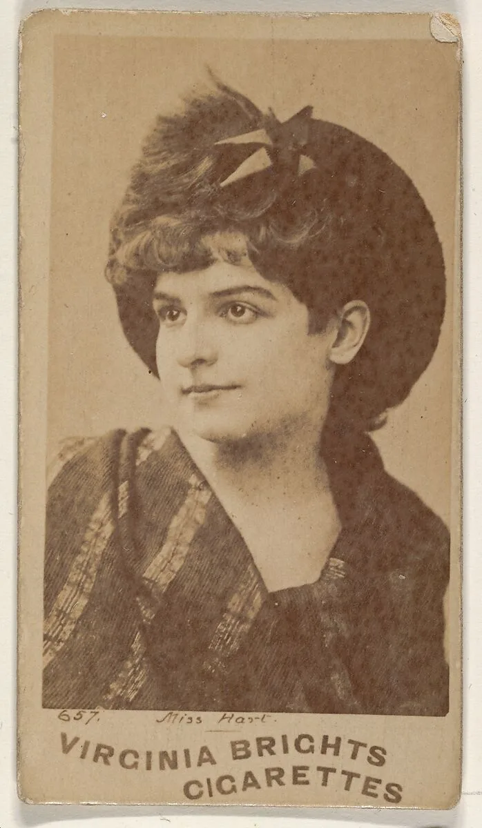 Card 657, Miss Hart, from the Actors and Actresses series (N45, Type 1) for Virginia Brights Cigarettes — Allen & Ginter