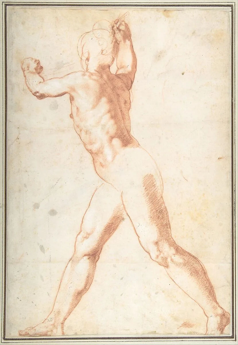 Standing Nude Man (recto); Three Studies of Soldiers (verso) — Taddeo Zuccaro