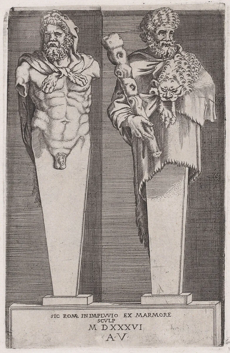 Hercules from the "The Hermae" — Agostino Veneziano (Agostino dei Musi)