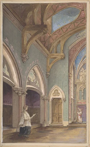 View of Interior with Figures, Saint Clotilde