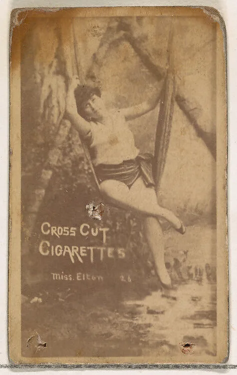 Card Number 26, Miss Elton, from the Actors and Actresses series (N145-1) issued by Duke Sons & Co. to promote Cross Cut Cigarettes — W. Duke, Sons & Co.