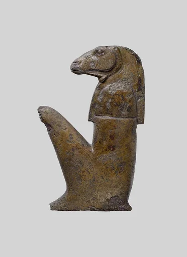 Inlay of a crouching ram-head god