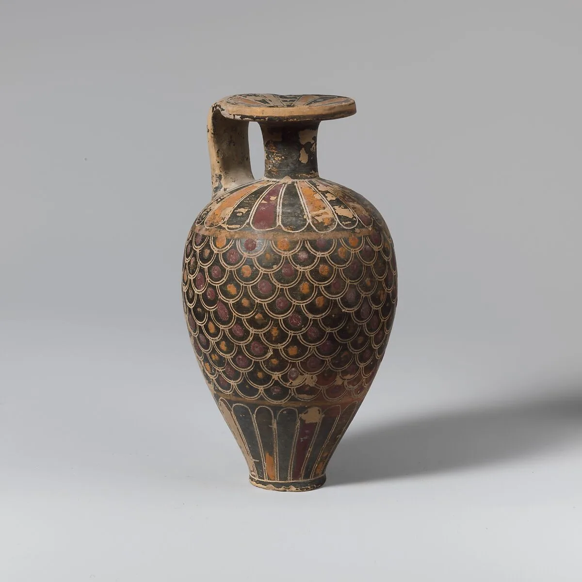 Terracotta pointed aryballos (oil flask) — Unknown