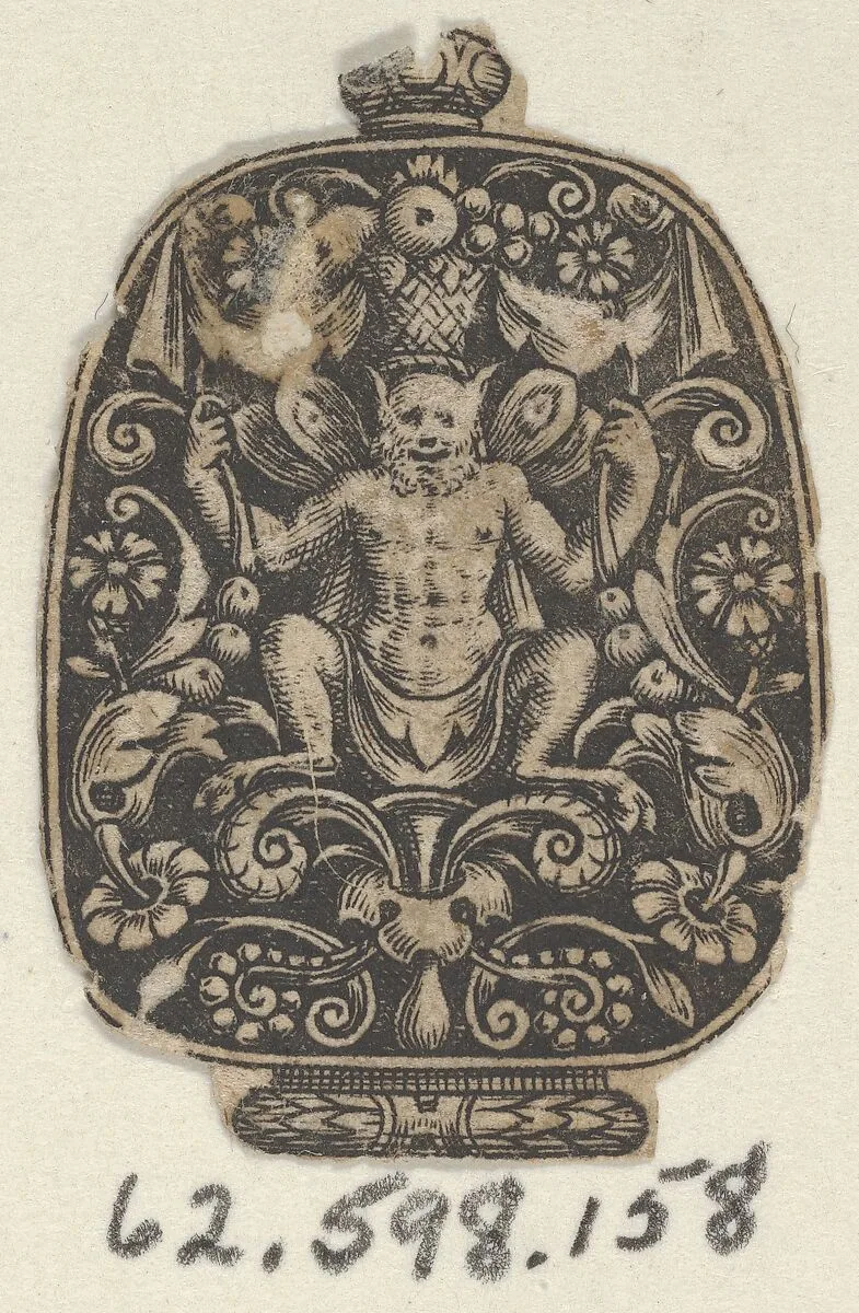 Design for a Sword Pommel with a Crouching Satyr — Theodor de Bry