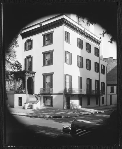 [Italianate Town House with External Curved Staircase, Savannah, Georgia]