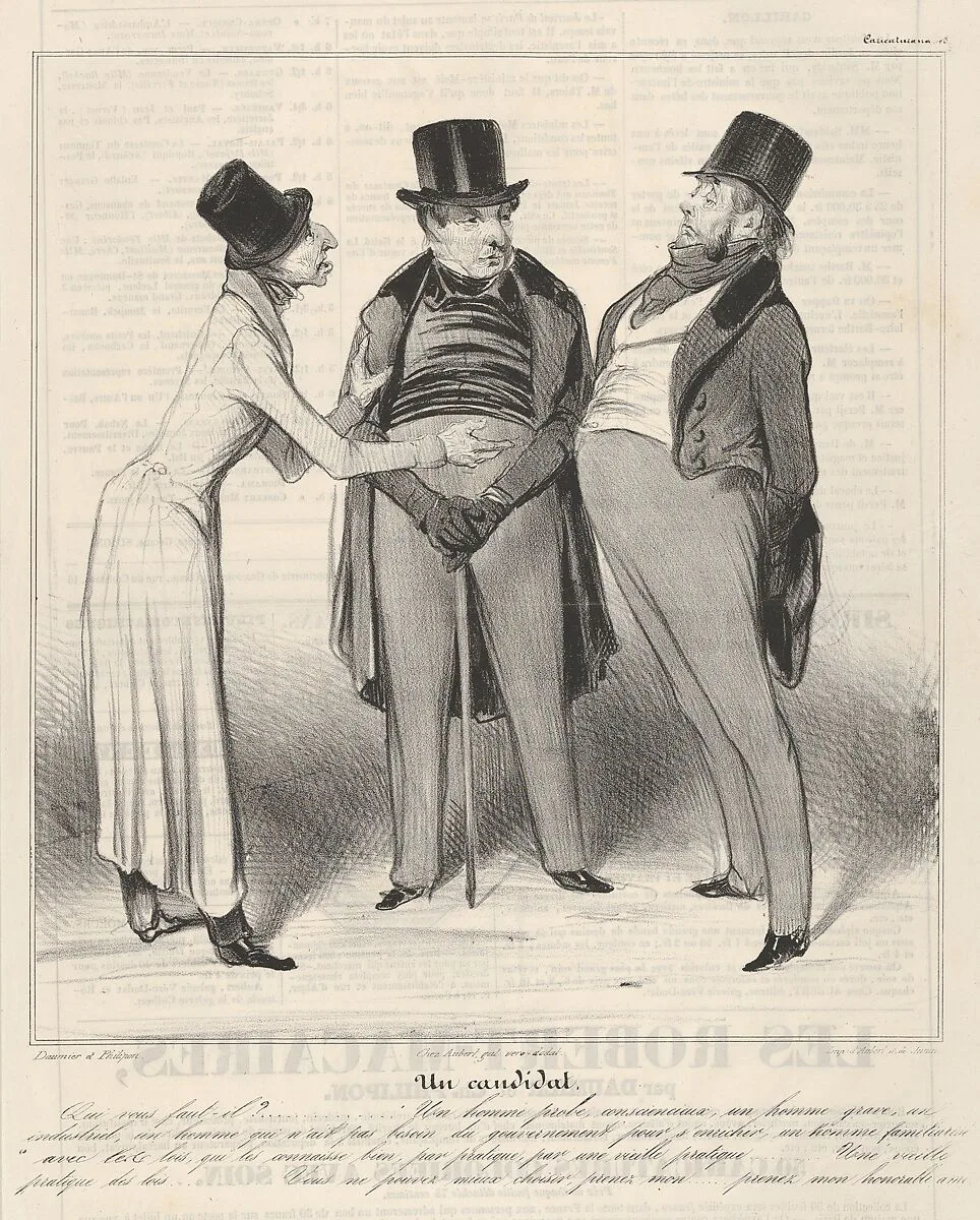 Un Candidat, plate 48 from the series Caricaturana, published in Le Charivari — Aubert et Cie|Honoré Daumier