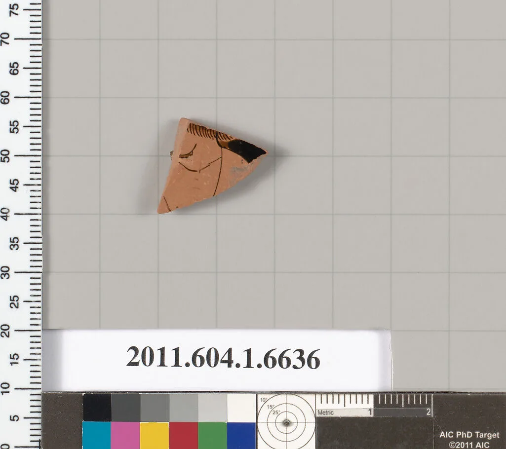 Terracotta fragment of a kylix (drinking cup) — Brygos Painter