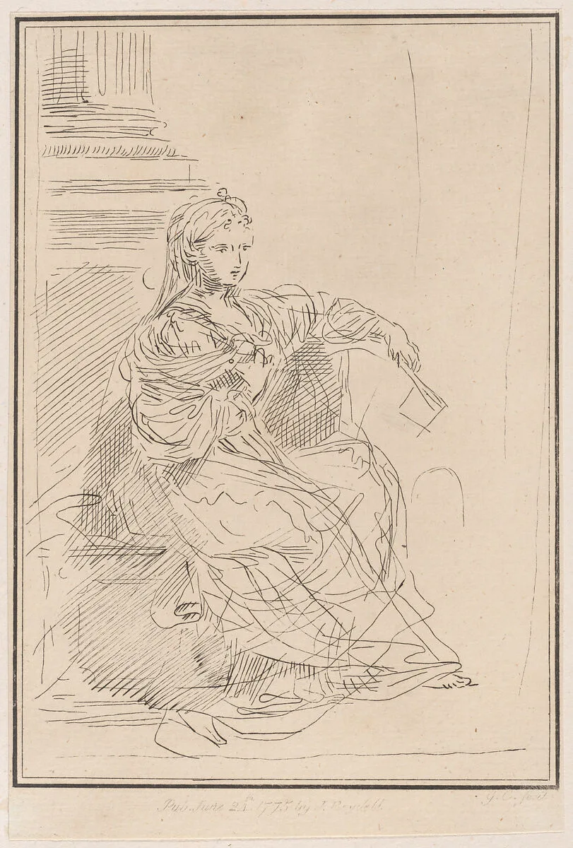 Seated woman holding a fan — Giuseppe Canale|John Boydell