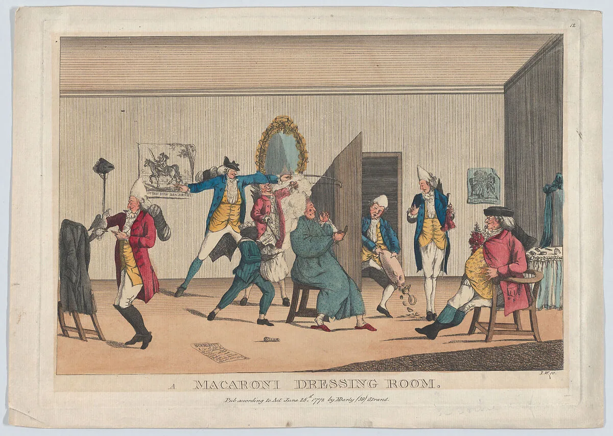 A Macaroni Dressing Room — Captain Minshull|Matthew Darly|I.W.