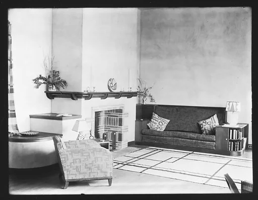 [Living Room Interior of Modernist House, Residence of Lyman Paine and Ruth Forbes, Naushon Island, Massachusetts]
