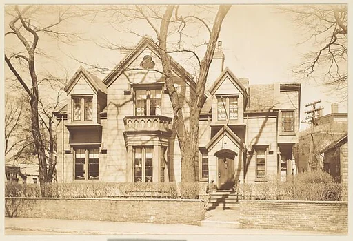 [Gothic Revival House with Trefoil Window in Dormer, Brattle Street, Cambridge, Massachusetts]