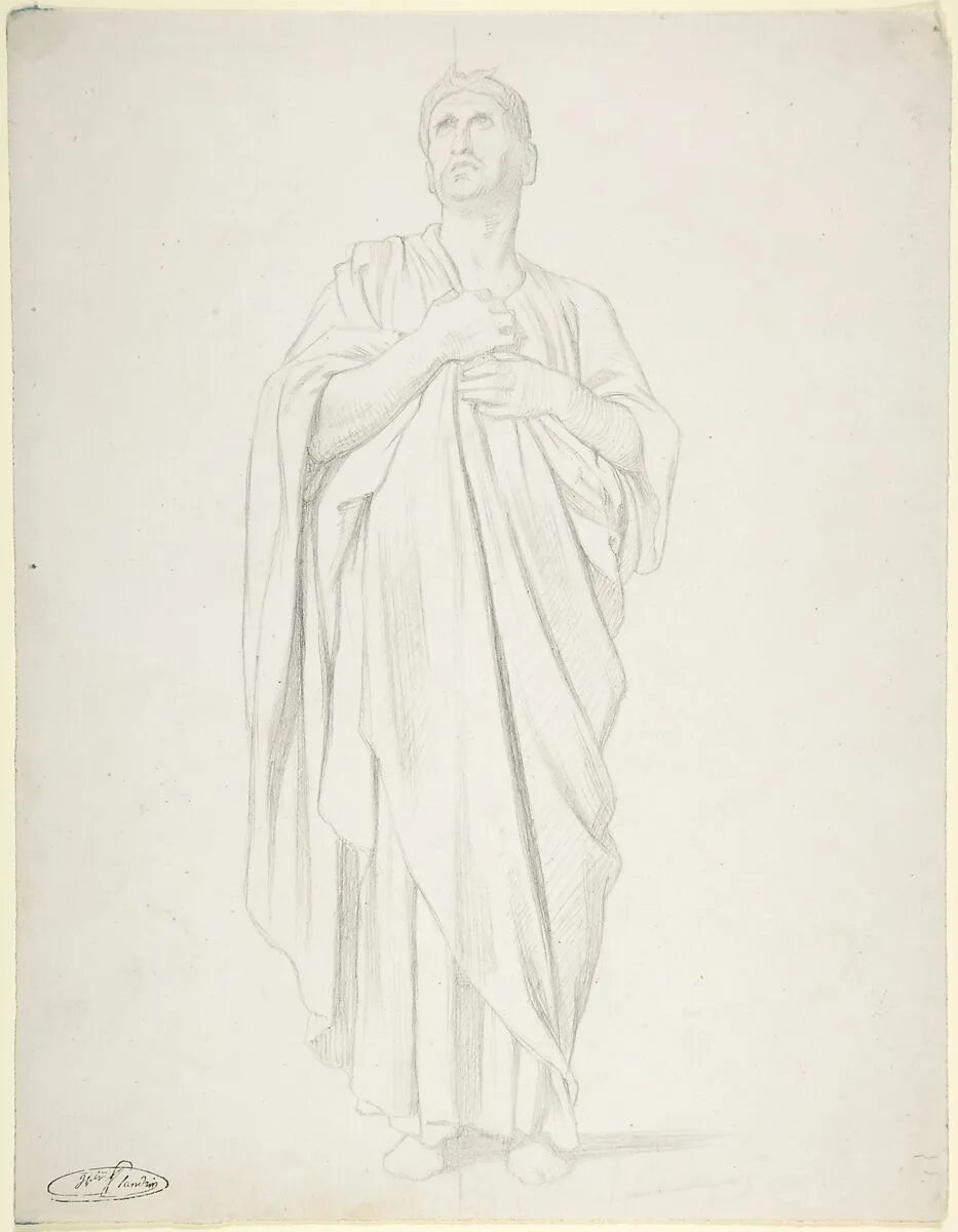 Study of an Apostle, for the painting of the Ascension in Saint-Germain-des-Pres, Paris (1839-1863) — Hippolyte Flandrin