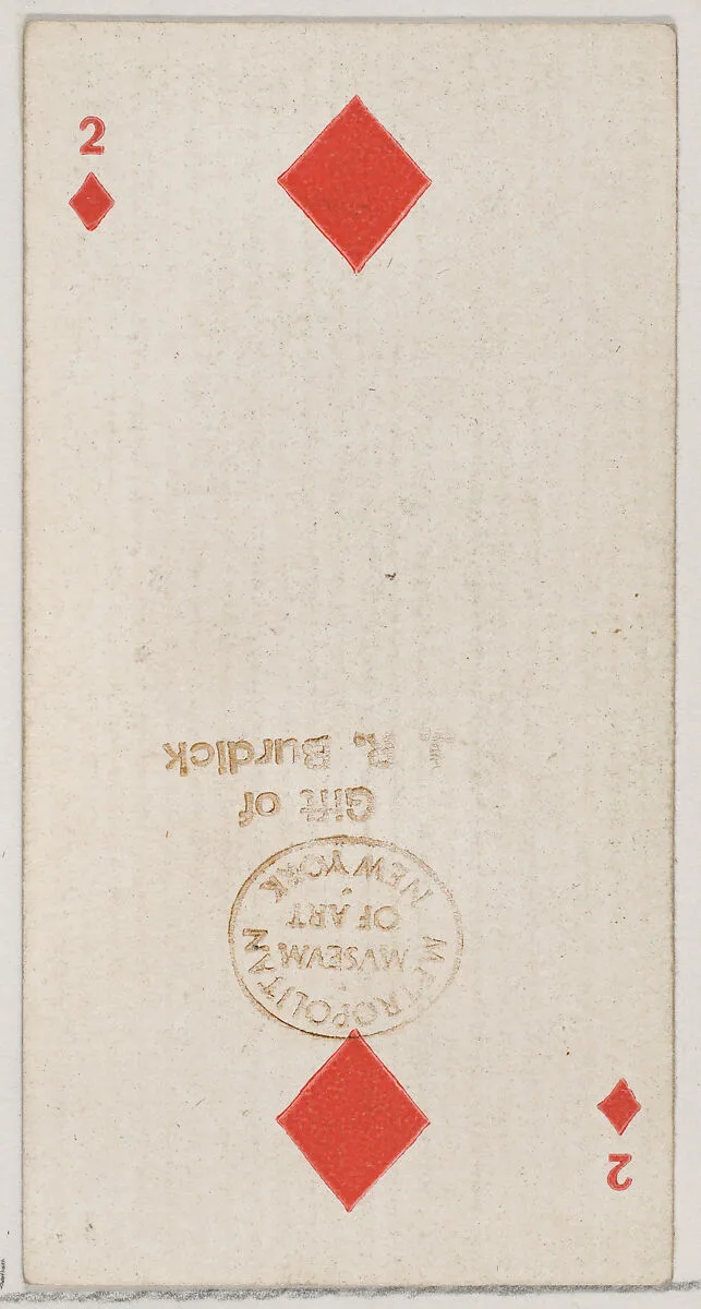 Two Diamonds (red), from the Playing Cards series (N84) for Duke brand cigarettes — W. Duke, Sons & Co.