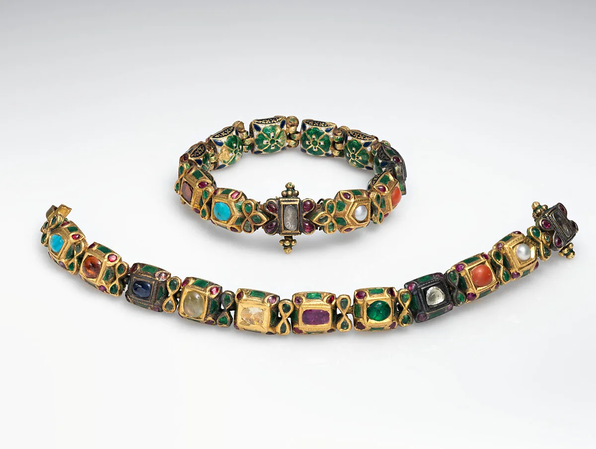 Nine-Gem (Navaratna) Talismanic Bracelet, One of a Pair — Unknown