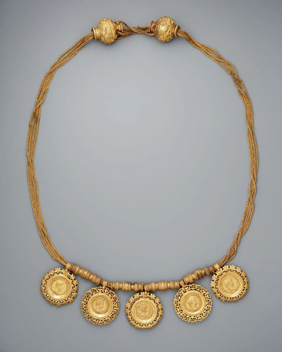 Collar with medallions containing coins of emperors — Unknown