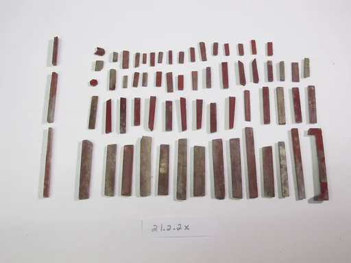 Inlays from shrine: 3 staff sections