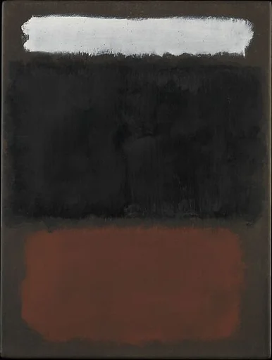 Untitled (White, Black, Rust, on Brown)